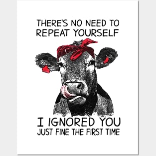 I Ignored You Funny Cow Posters and Art